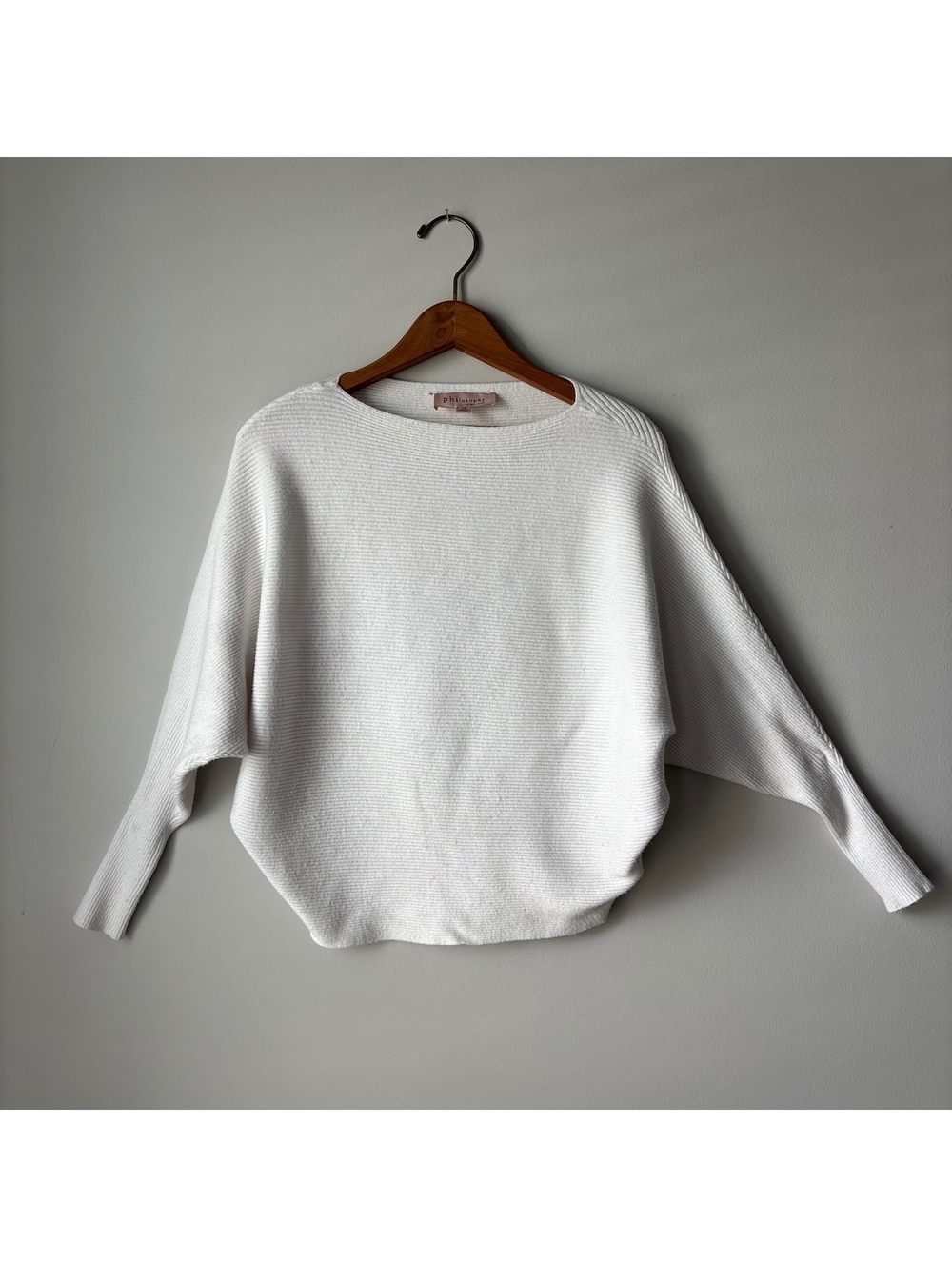 Philosophy Republic Ribbed Dolman Sleeve Sweater Women's XS White Boatneck